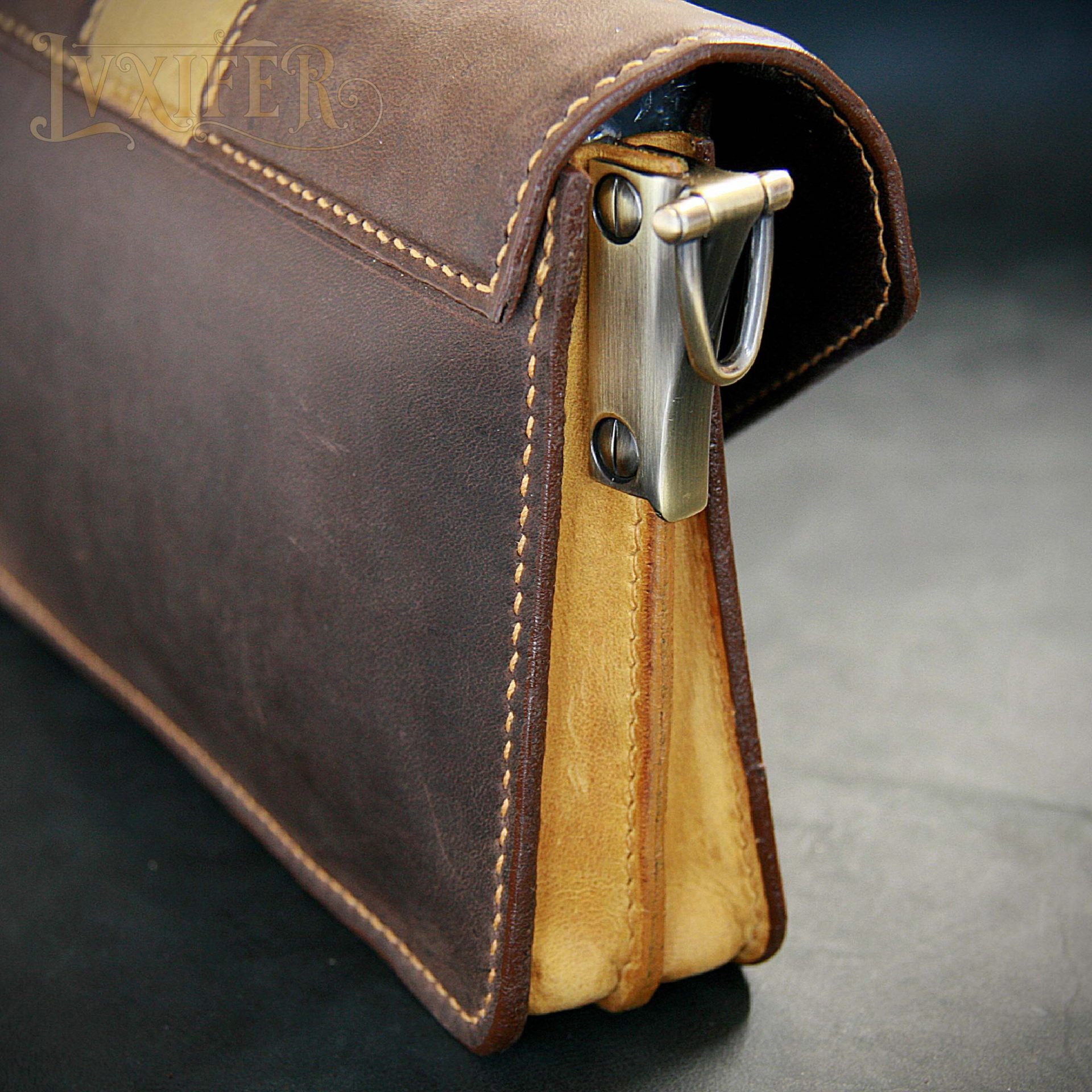 Sac bandoulière marron et jaune – Image 4