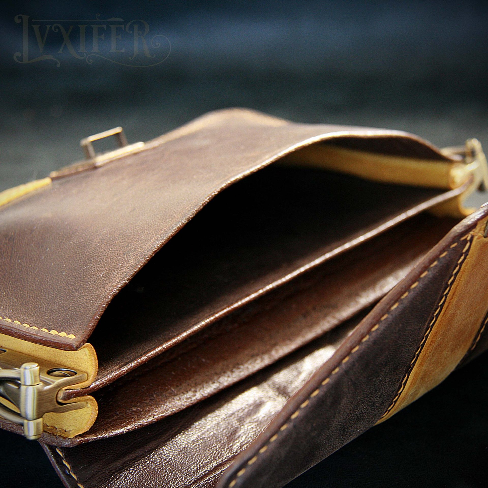 Sac bandoulière marron et jaune – Image 5