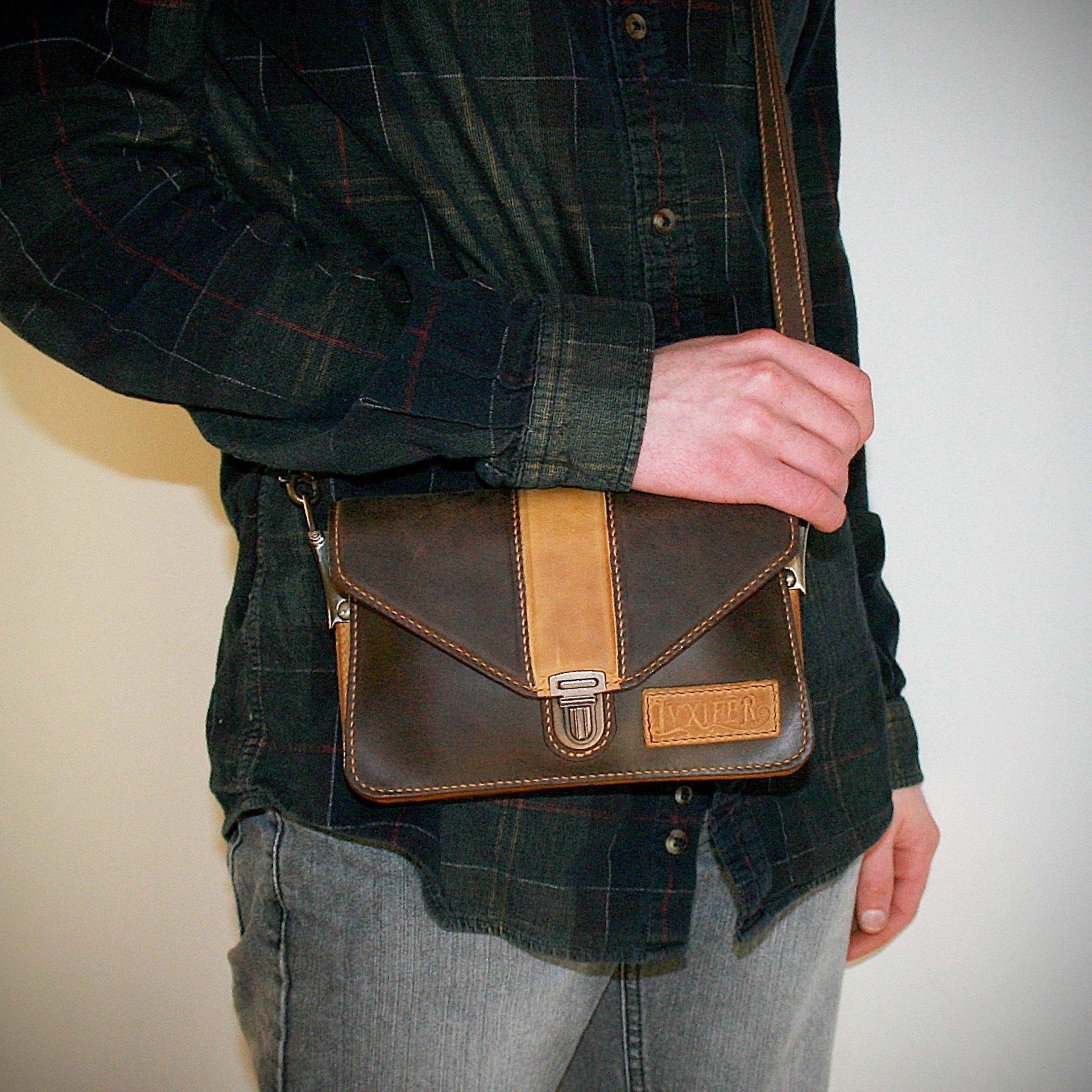 Sac bandoulière marron et jaune – Image 10