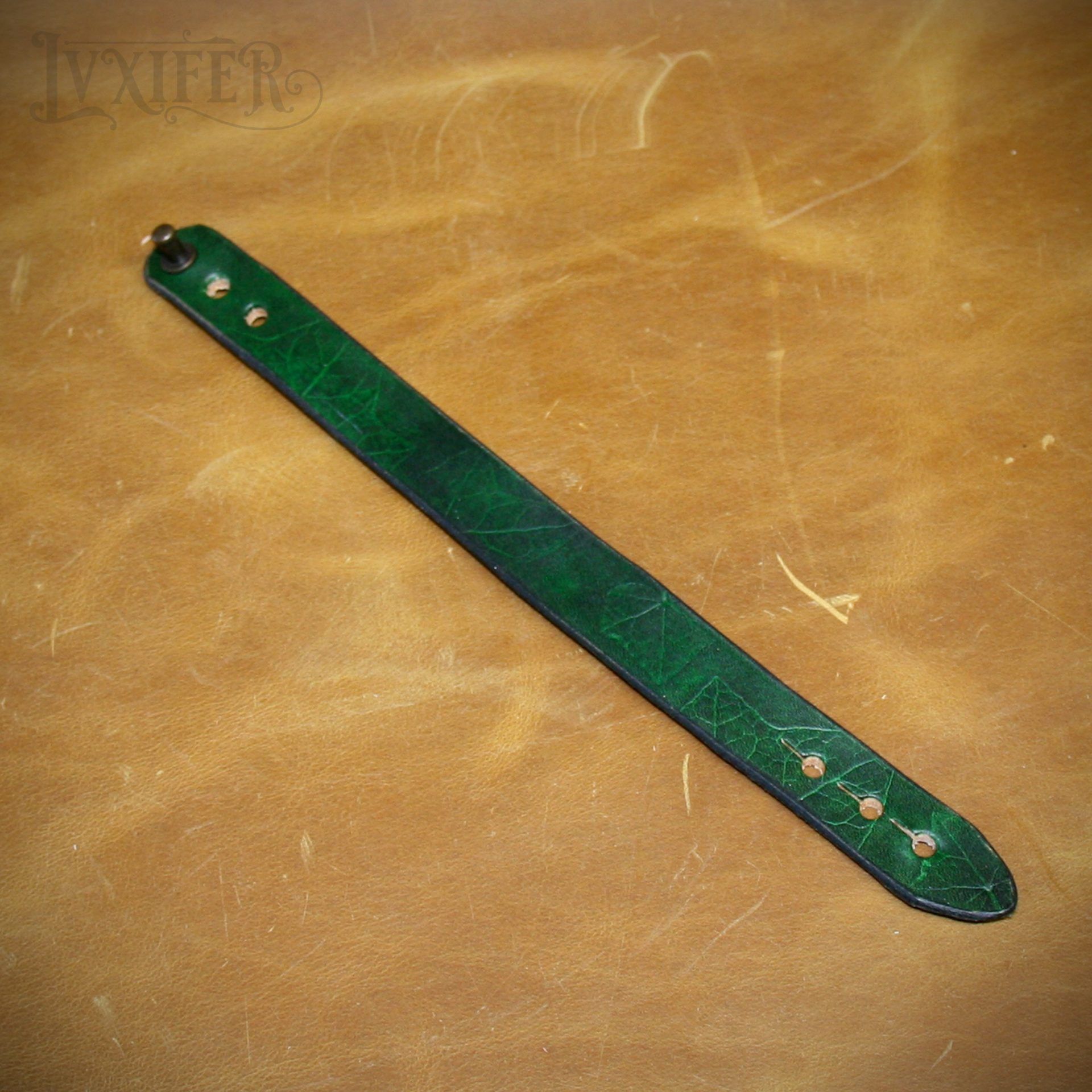 Bracelet feuilles, vert & noir