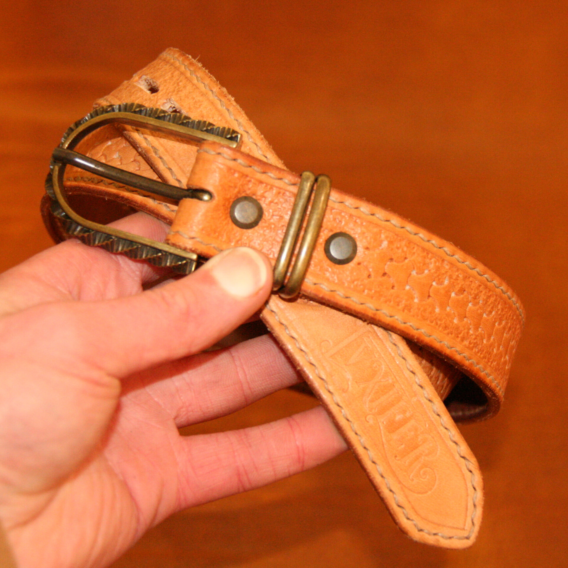 Ceinture à motif, réversible - 3 cm - Tresse naturelle