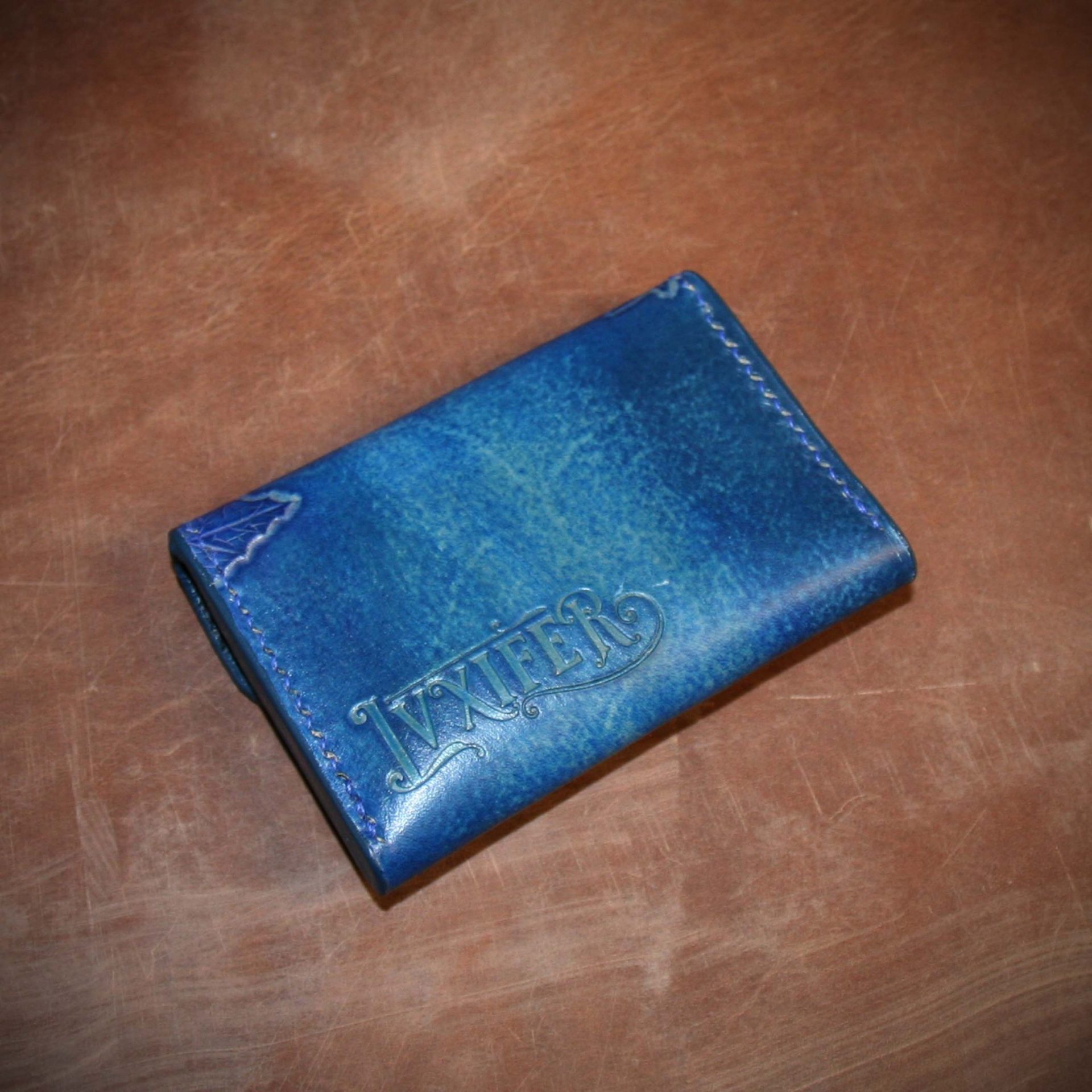 Porte-cartes de visite Feuilles bleues – Image 4